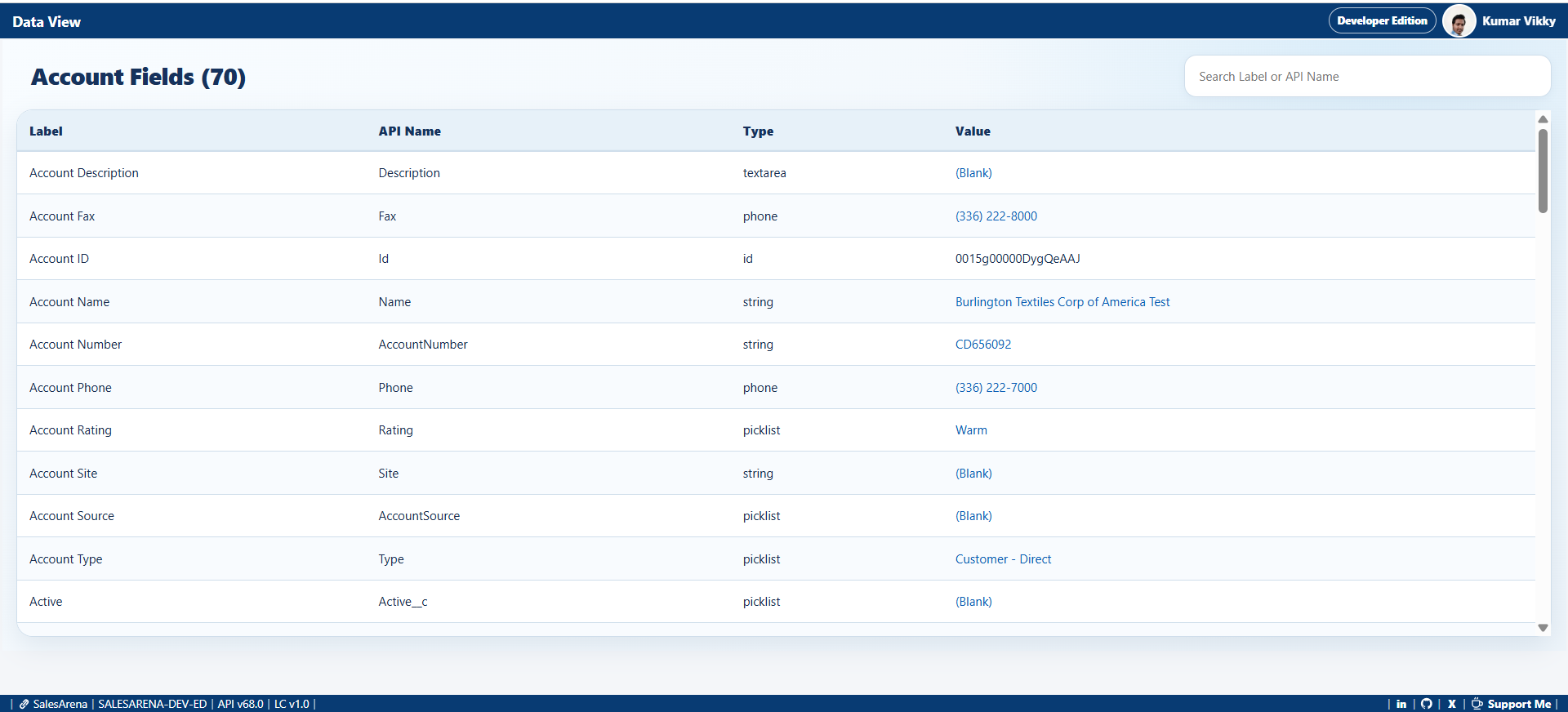 Lightning Connect Data View