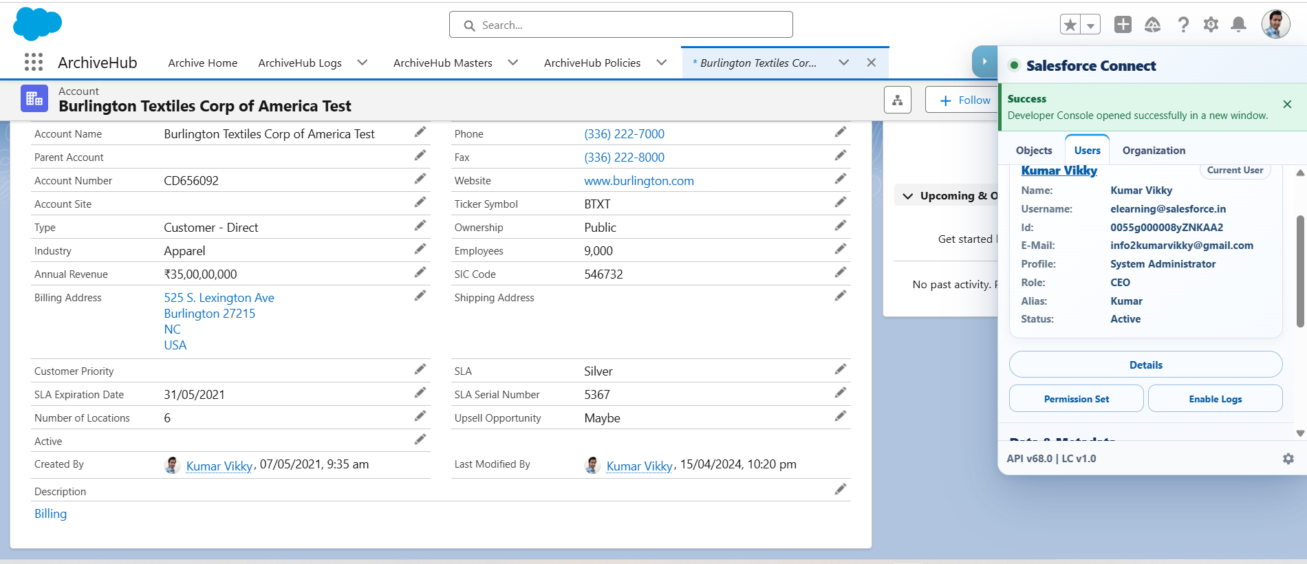 Salesforce Connect launcher record actions