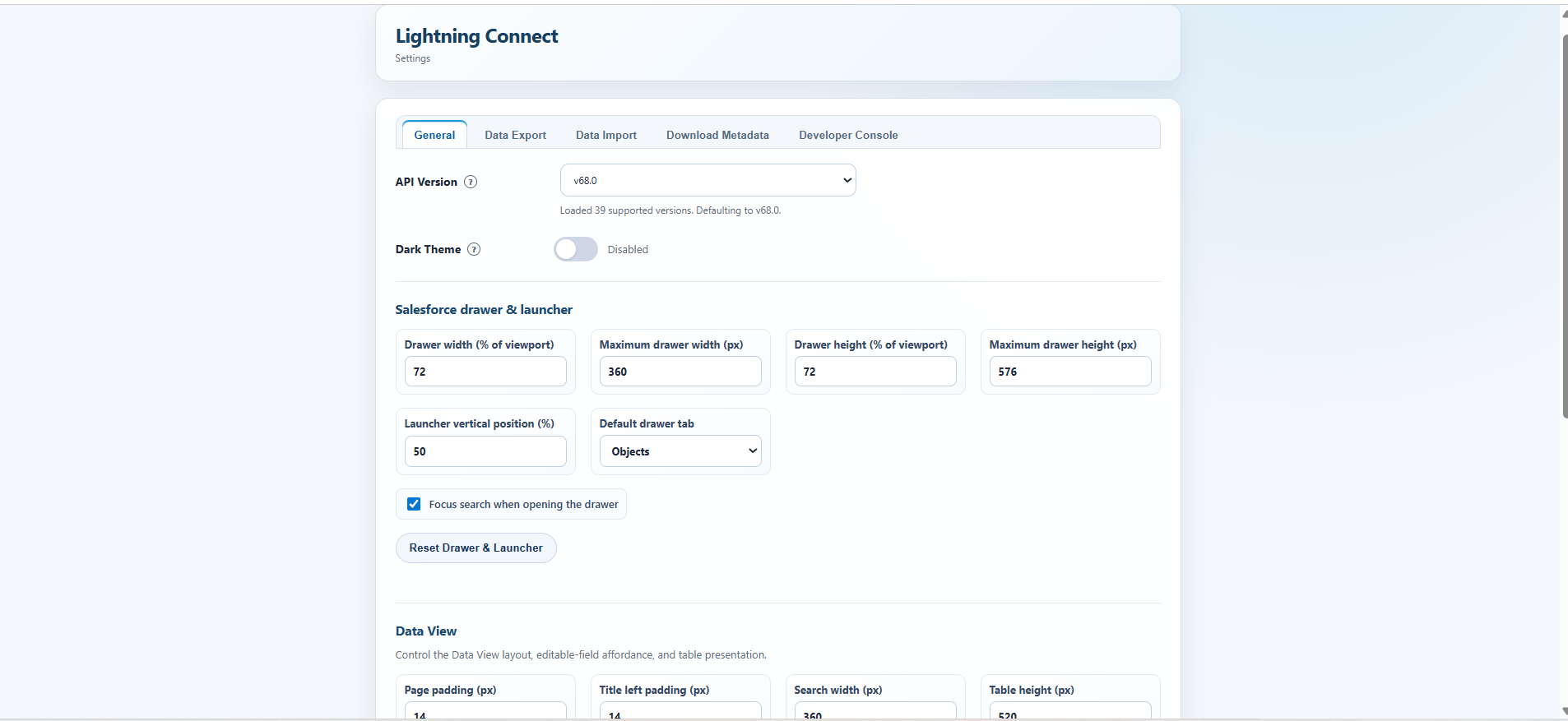 Lightning Connect settings